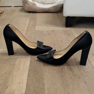 Kate Spade Black Glitter Bow Heels, Size 7
